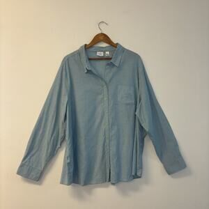 Riders By Lee Full Button Down Collared‎ Shirt Men’s Sz 4x Cotton Blue Stripped